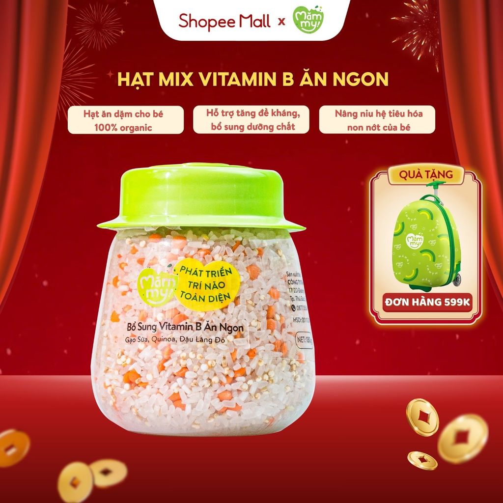Hạt mix Mămmy nấu cháo bổ sung vitamin B giúp bé ăn ngon gồm gạo sữa, diêm mạch Quinoa, đậu lăng đỏ