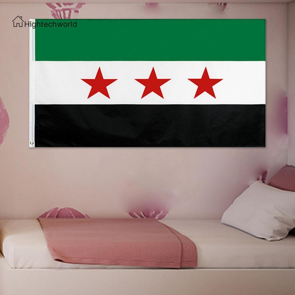 Cờ Cách mạng Syria Polyester Cộng hòa Ả Rập Syria Ba ngôi sao đỏ Cờ Syria Biểu ngữ Syria để trang tr