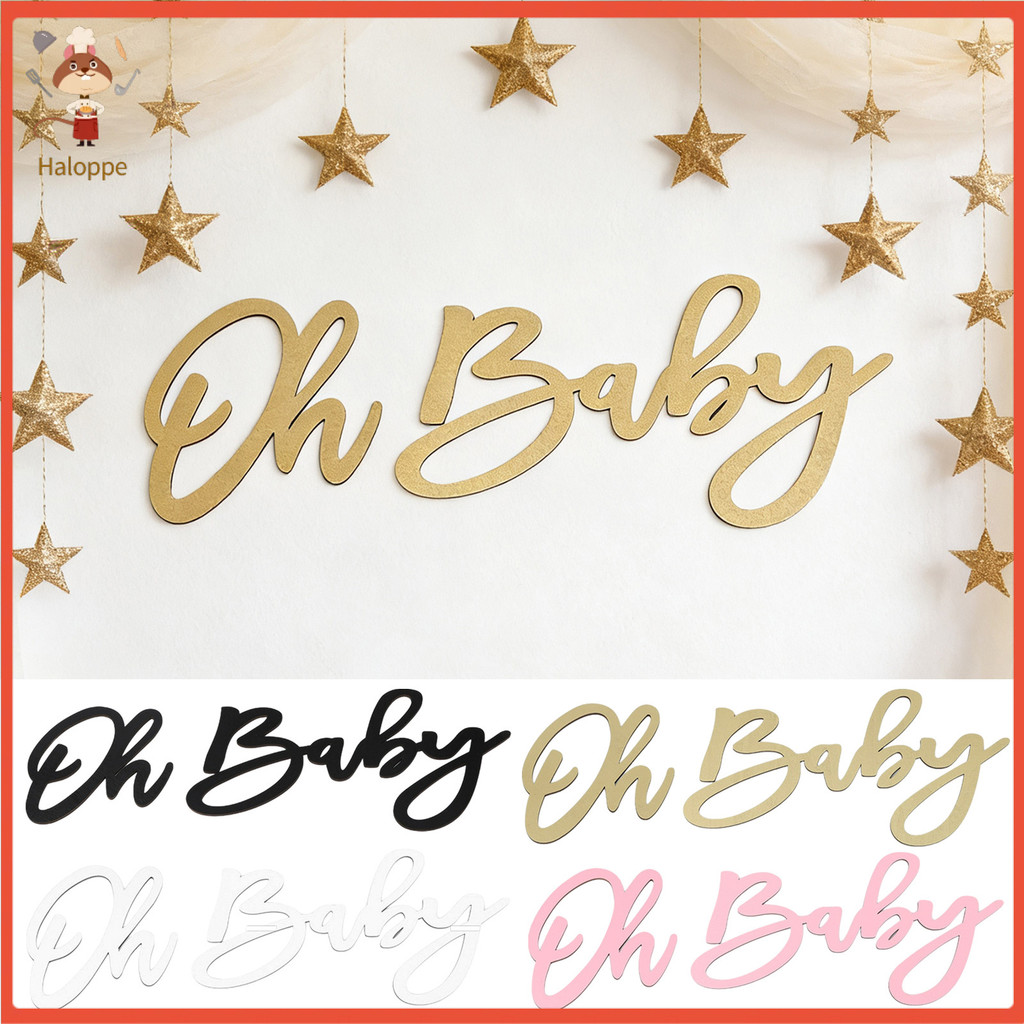 RC ~ Oh Baby Ornament Oh Baby Sign Gỗ Chữ Cái Trang Trí Tường Cho Gia Đình Phòng Khách Phòng Ngủ – T