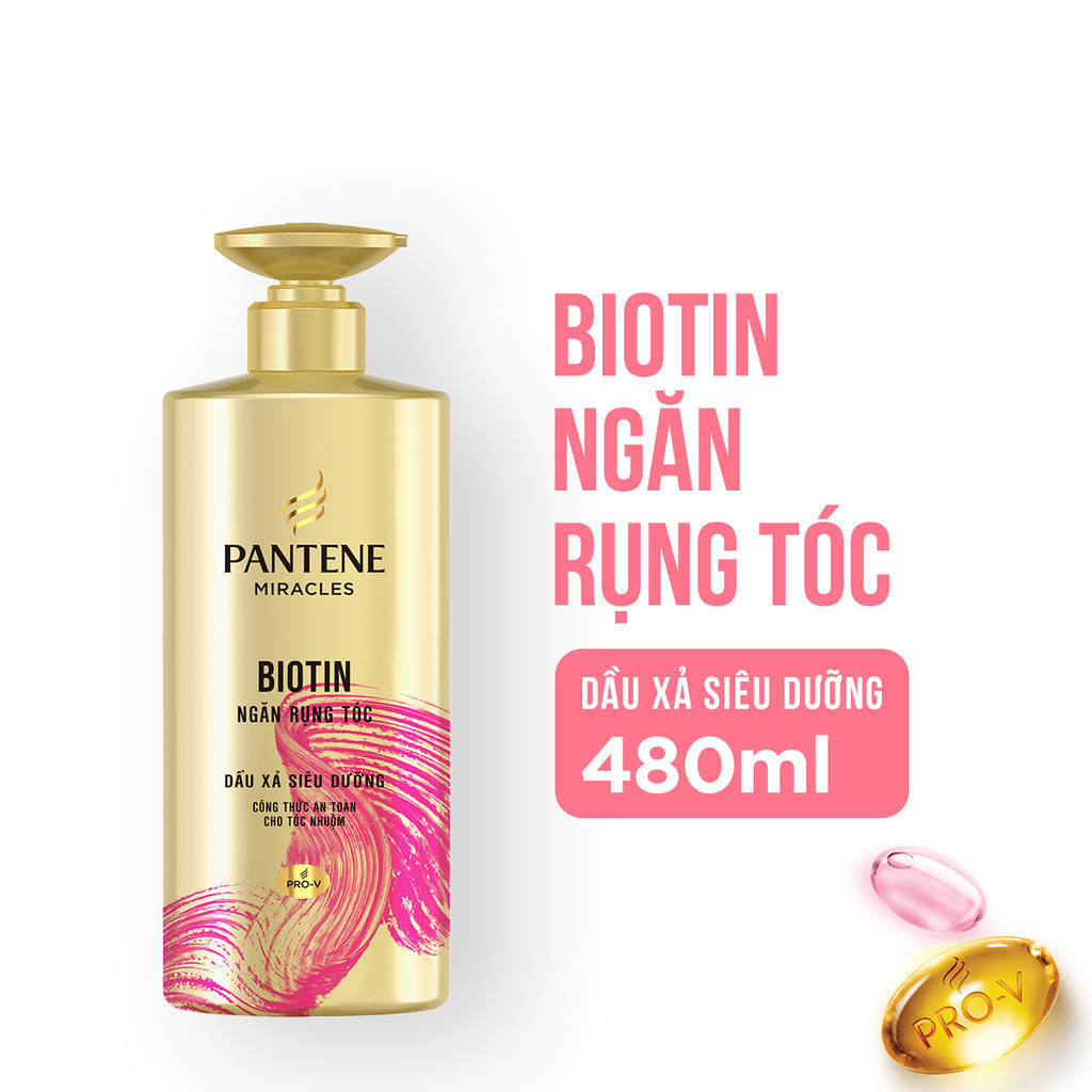 Dầu Xả Giúp Giảm Rụng Tóc Pantene 3 Minute Miracle Biotin Strength Intensive Serum Conditioner 480ml