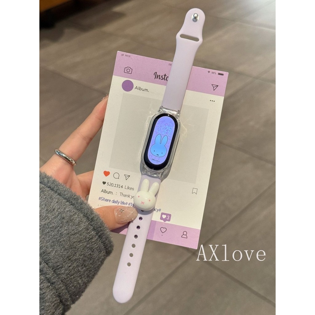 Ốp Lưng Trong Suốt + Dây Đeo Silicon Cho Xiaomi Mi Band 10 9 8 7 6 5 4 3 Vòng Tay NFC Cho Mi Band 10