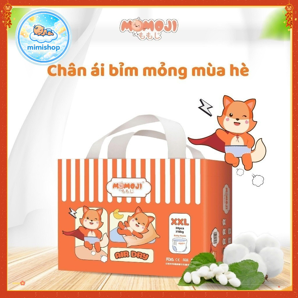 (Combo 3 BỊCH) Tã Bỉm Dán/Quần MOMOJI AIR DRY Êm Mềm, Siêu Khô Thoáng, An Toàn Cho Bé