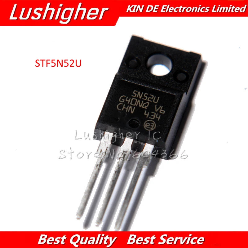 10 Miếng STF5N52U TO220F 5N52U TO-220F F5N52U STF5N52 TO-220 N Kênh Transistor 4.4A 525V