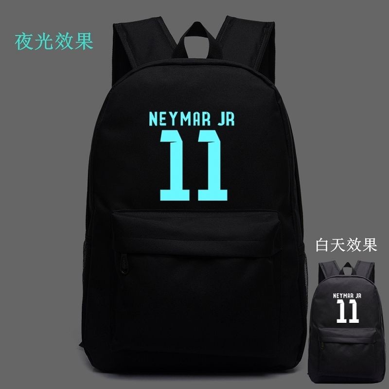 FJ1 Ba lô nam nữ dạ quang Neymar số 11 túi vải Túi đi học bóng đá Champions League Ba lô nam nữ dạ q