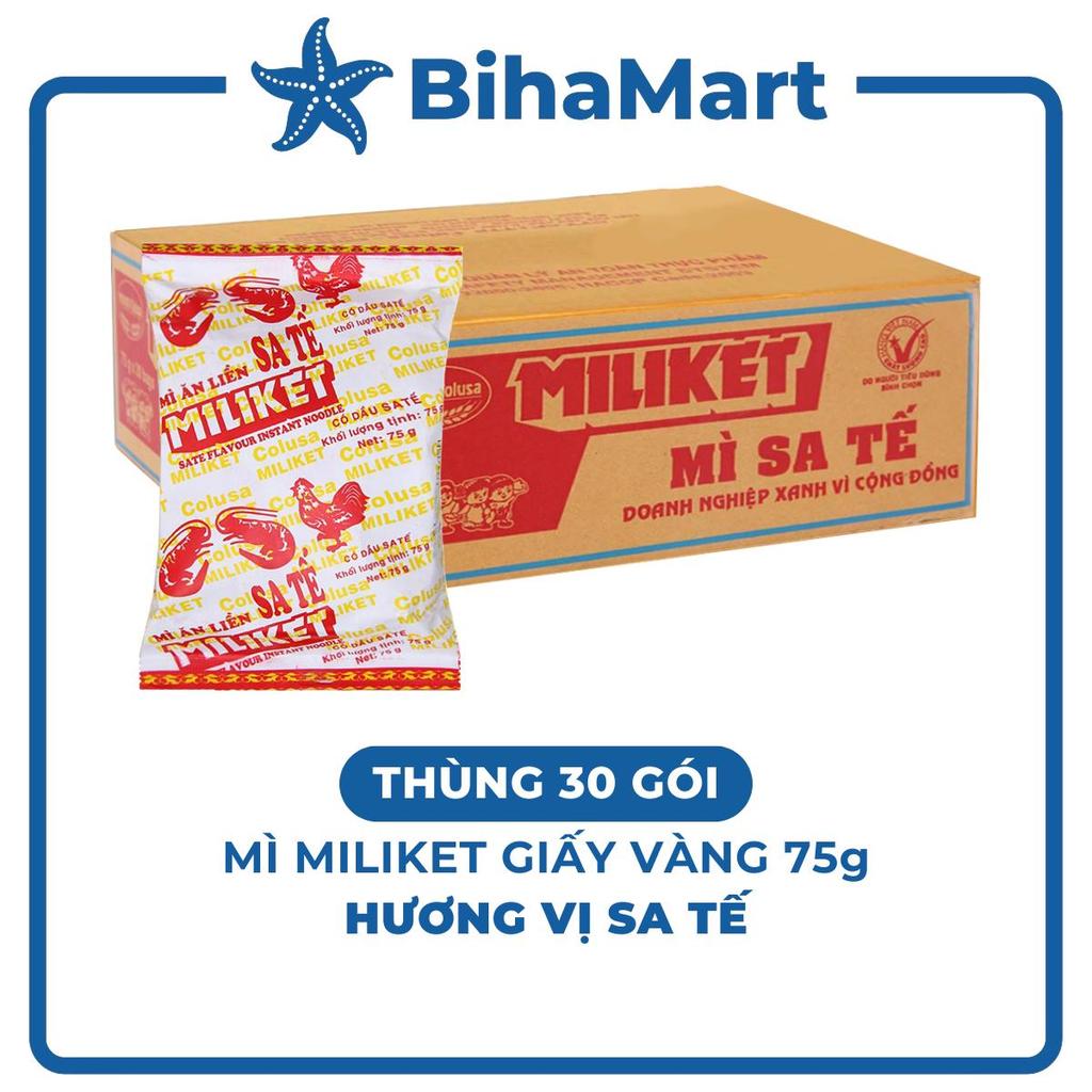 THÙNG 30 COLUSA Mì Miliket giấy vàng gói 75g hương vị Sa tế Mì giấy Miliket sate Mì gói giấy vàng sa
