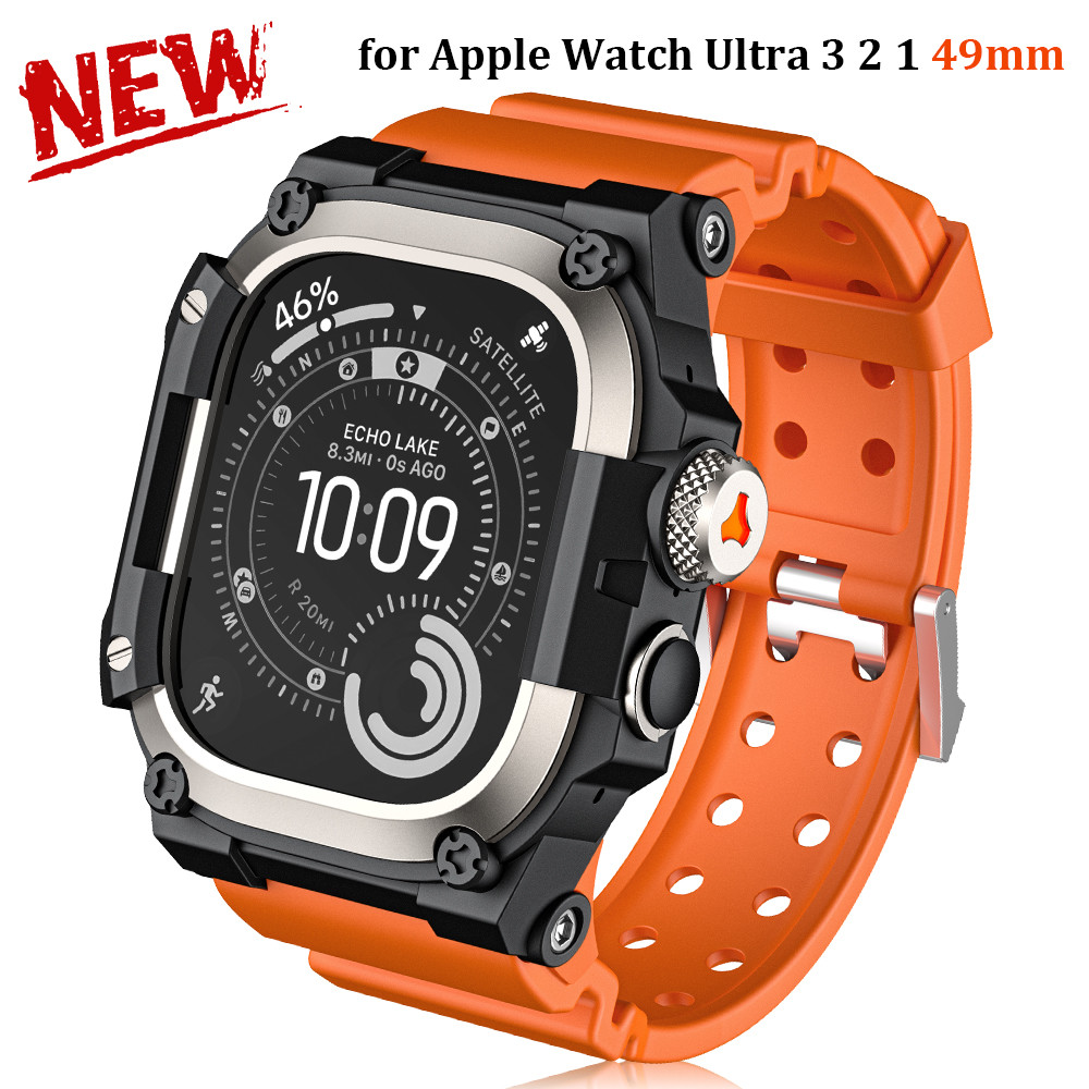 Dây Silicon + Khung Kim Loại Dành Cho IWatch Ultra 3 2 1 Bộ Sửa Đổi Sang Trọng Cho IWatch Ultra 49 M