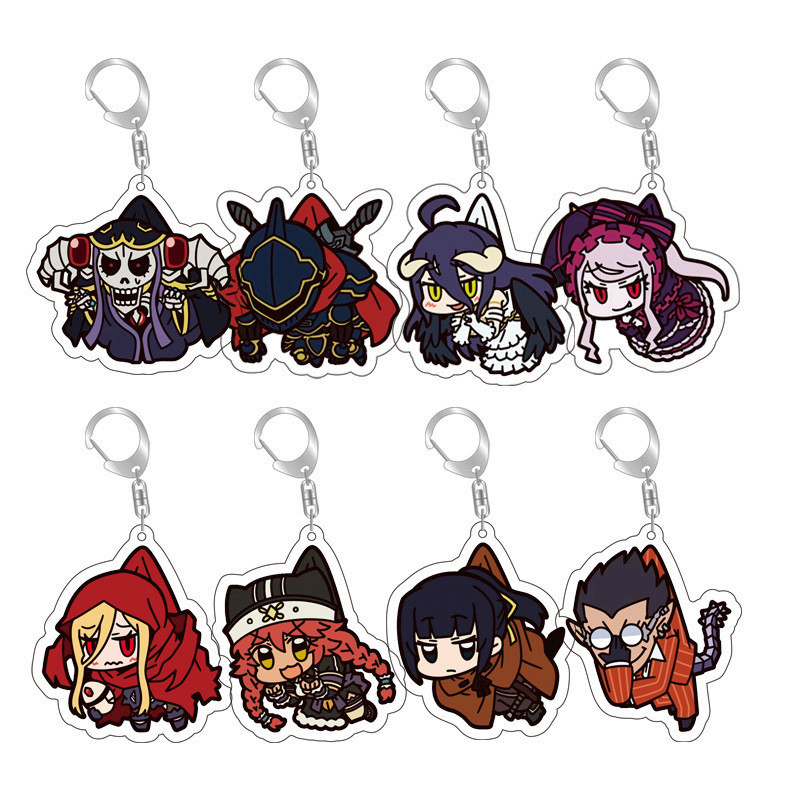 Anime Cartoons Albedo Over Lord Shalltear Bloodfallen Aura Bella Fiora Cosplay Keychain Accessories 