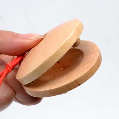 Round Dance Board Wooden Castanets Cartoon Castanet Dance Board Thumb Buckle Orff teaching aids chil
