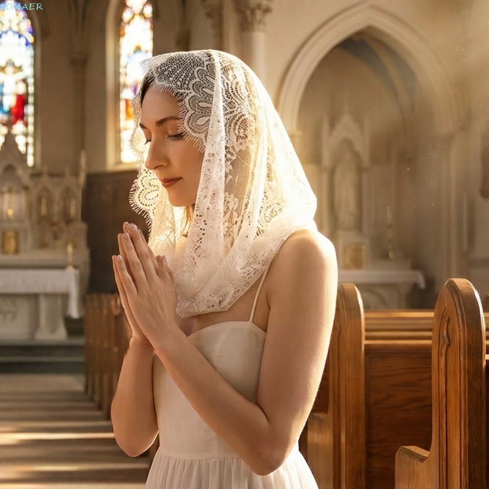 JOMAER Ren Veil, Trắng Phong Cách Tây Ban Nha Cô Dâu Mantilla, Vintage Đen Khăn Choàng Latin Mass He