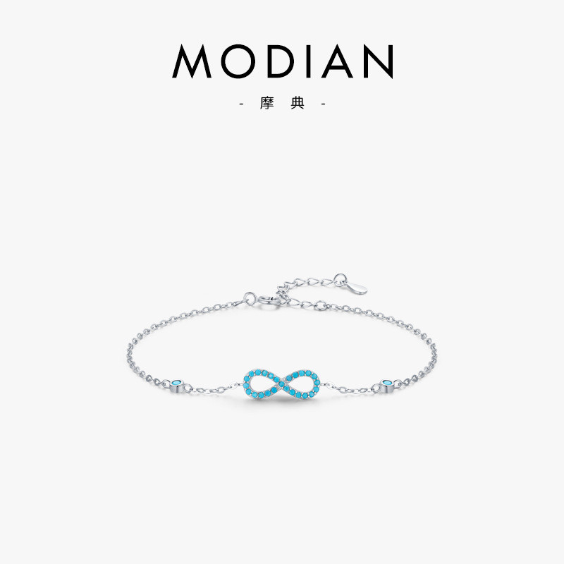 s925Sterling Silver Infinite Love Symbol Bracelet for Women, Elegant Turquoise Jewelry, Cross Chain 