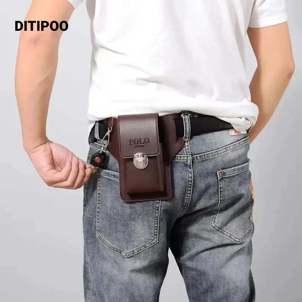 Thắt lưng nam DITIPOO, Thắt lưng điện thoại PU màu trơn, Túi điện thoại du lịch thông thường
