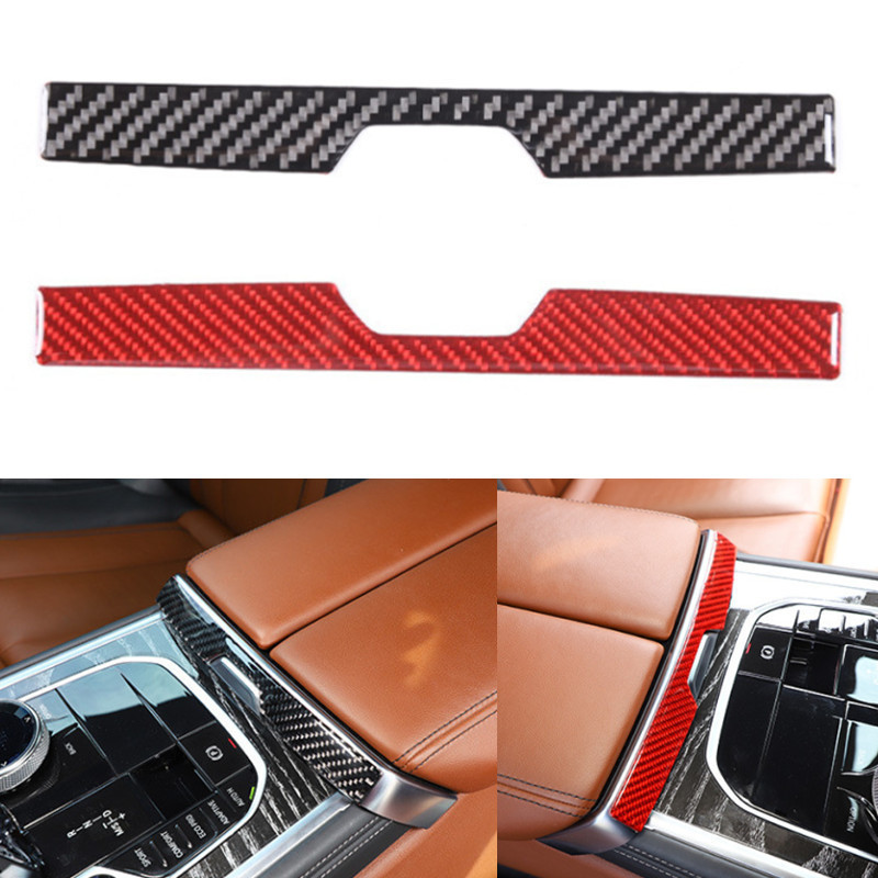 Sợi Carbon Mềm Điều Khiển Trung Tâm Ô Tô Tay Hộp Công Tắc Miếng Dán Cho Xe BMW 8 Series G14 G15 G16 