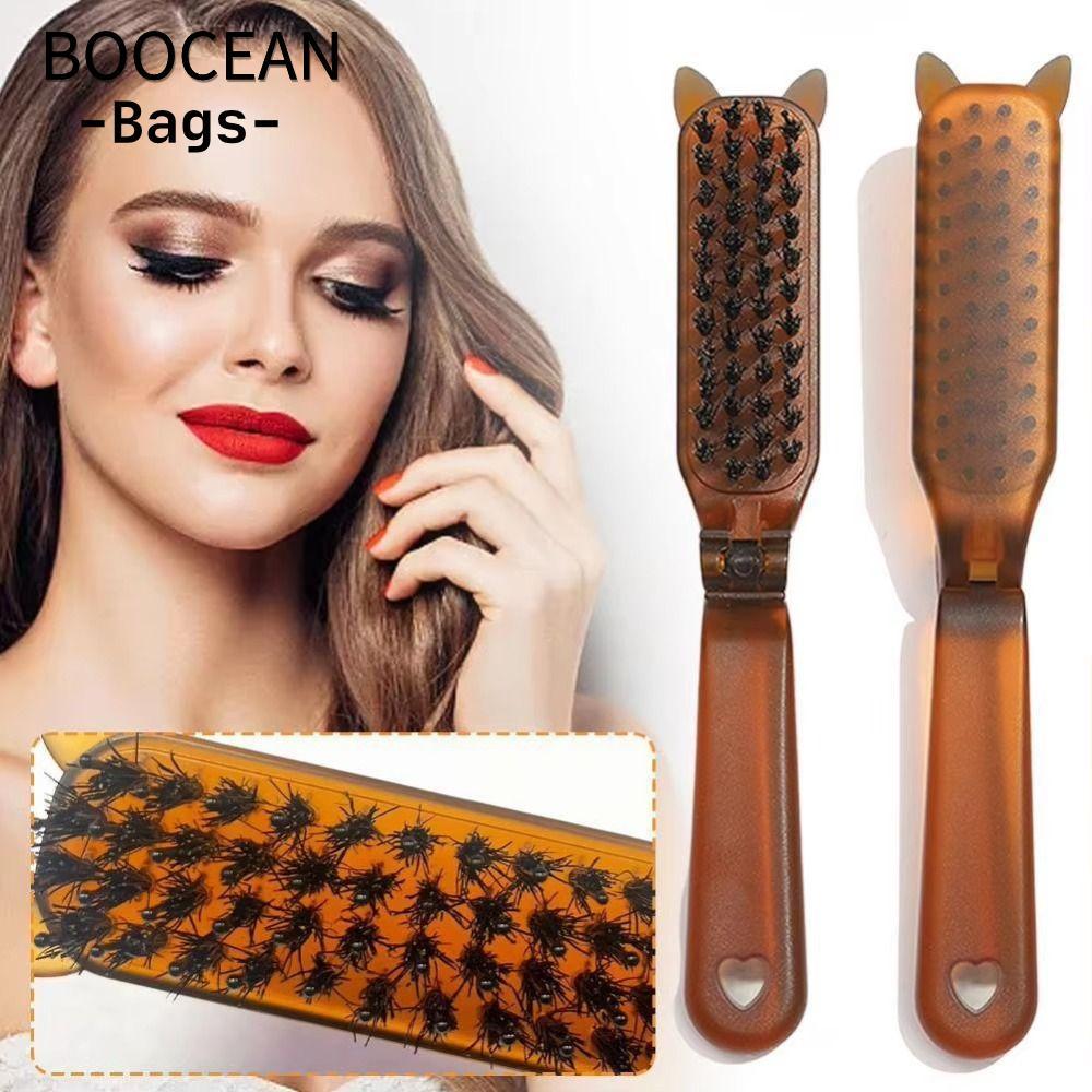 Lược lông tơ BOOCEAN, Lược chải tóc chống tĩnh điện có thể gập lại, Lược Massage thẳng xoăn hai mục 