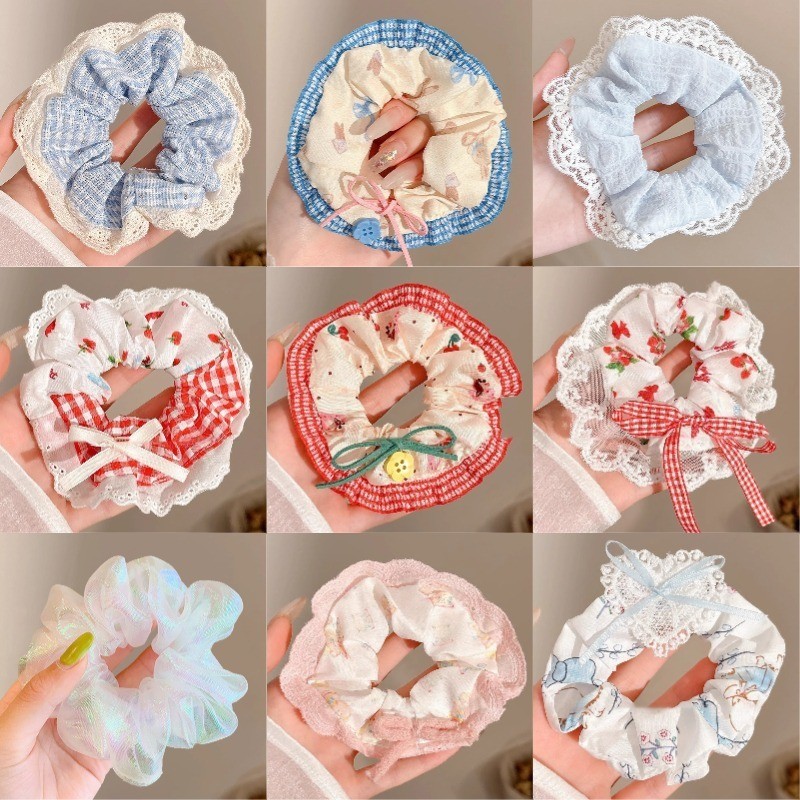 【Scrunchie】 Dây Buộc Tóc / Cột Tóc Scrunchies Hoa To Phồng Đẹp Thời Trang Hàn Quốc - Phụ Kiện Tóc