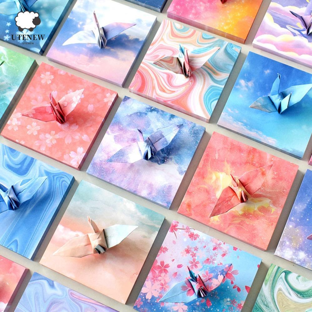UTENEW 400 Chiếc Giấy Origami Bầu Trời Đầy Sao, Giấy Gấp Gấp Nhiều Màu Sắc Thủ Công Gấp Vuông Sakura