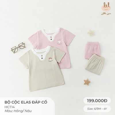 BỘ CỘC TAY VẢI ELAS ĐÁP CỔ [ SIÊU MỀM, MÁT, MỊN CO DÃN VÀ THẤM HÚT TỐT] SZ 6/9M - 4Y (HCT14)