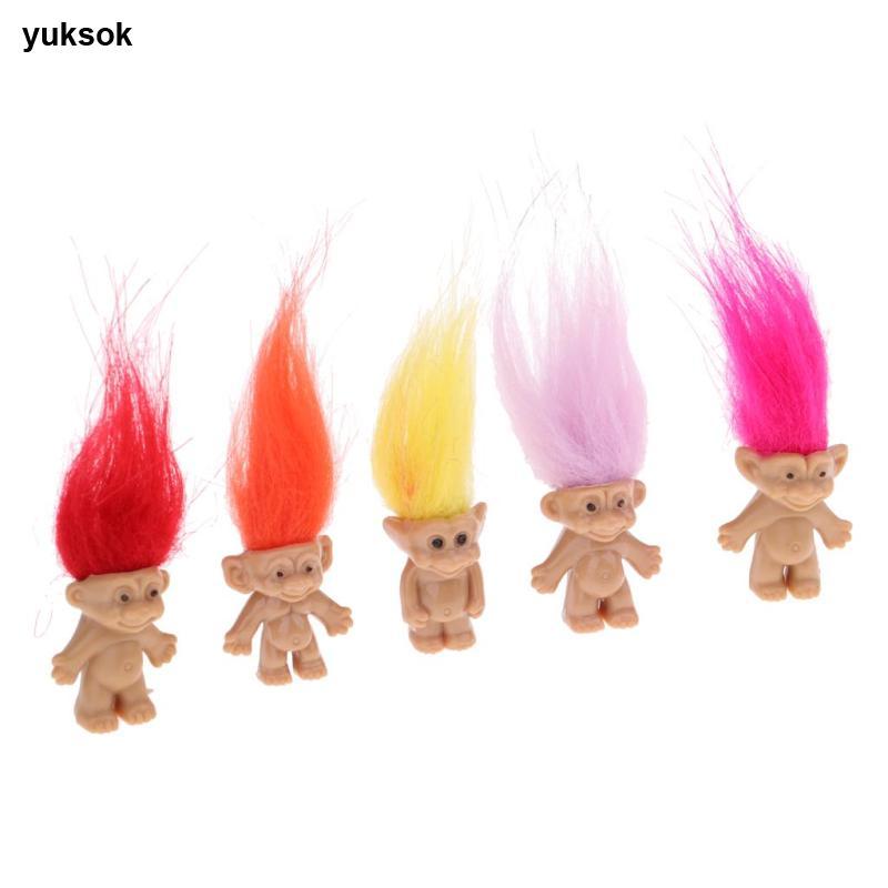 Yuksok 5x PVC Dễ Thương Troll Búp Bê Thu Nhỏ Tượng Hành Động Bánh Toppers Đồ Chơi Little Guys