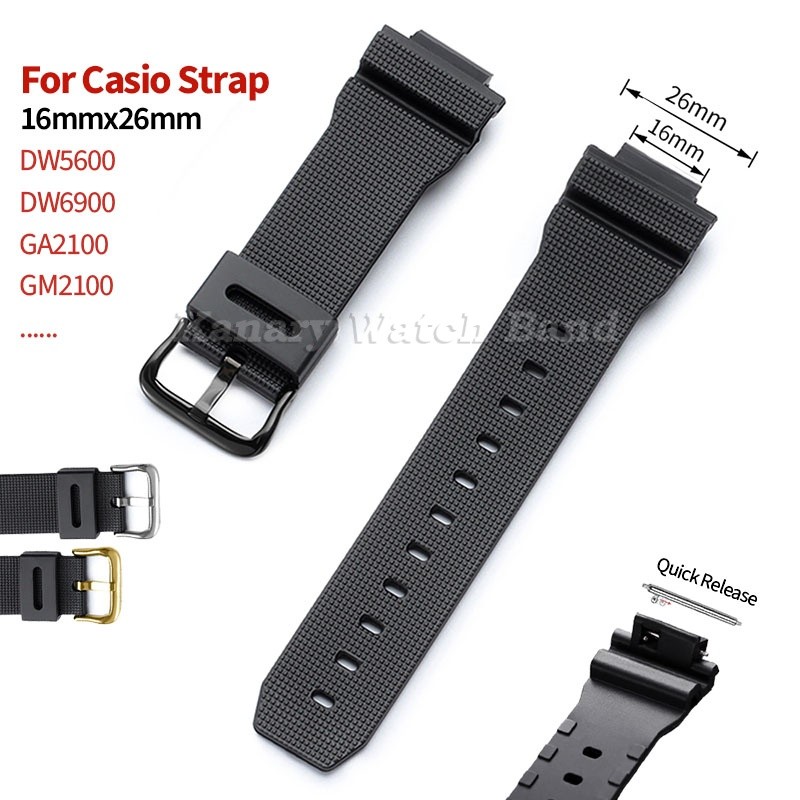 Dây đeo đồng hồ silicon chống nước 16x26mm cho Casio DW5600 DW6900 GA2100 GM2100 Dây đeo đồng hồ cao