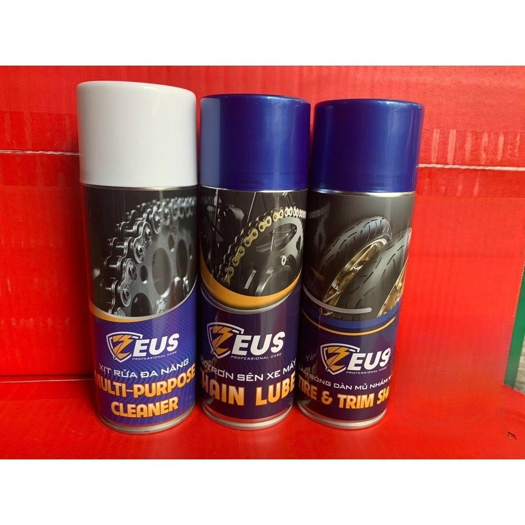 Chai . bảo dưỡng sên Zeus, vệ sinh sên xe máy Zeus, làm bóng dàn nhựa nhám vỏ xe Zeus .