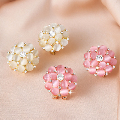 Pinkdududu Dainty Mèo Mắt Hoa Bông Tai Đá Hồng Tinh Tế & Pha Lê Đính Đá Với Vintage Charm PD1126