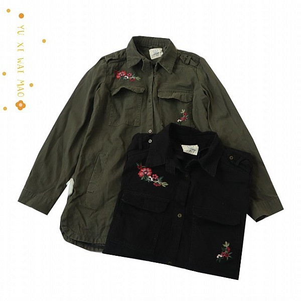 Mùa Xuân Thu Cardigan Cotton Thêu, Just-Fit và Ôm Form