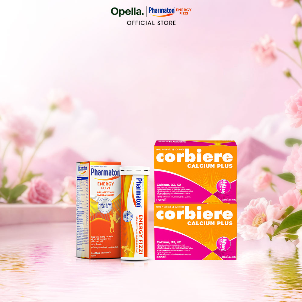 Bộ 1 Thực phẩm bảo vệ sức khỏe Pharmaton Energy Fizzi + 2 Thực phẩm bảo vệ sức khỏe Corbiere Calcium