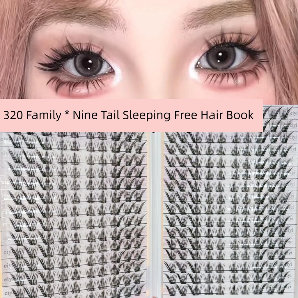 ✳Sách lông mi thỏ chín đuôi không cần keo 320 cụm ~ Sách tái sử dụng dung lượng lớn EIYI☛