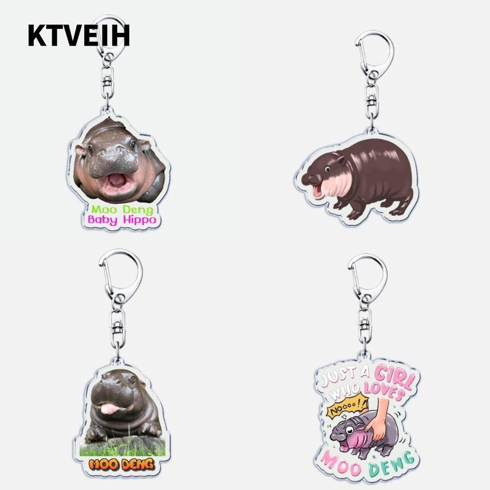 KTVEIH Baby Hippo Móc khóa, Móc khóa mặt dây chuyền dễ thương sáng tạo, Động vật hoạt hình MooDeng H