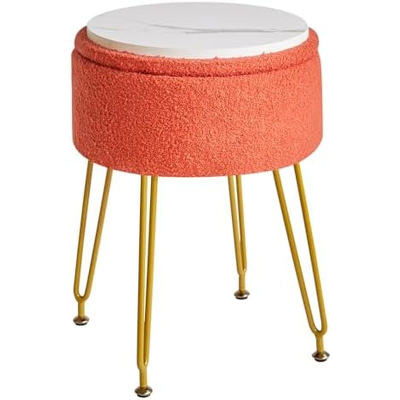 IBUYKE Teddy Velvet Storage Footrest Stool Ottoman, Trang điểm Vanity Stool Bàn bên có nắp có thể th
