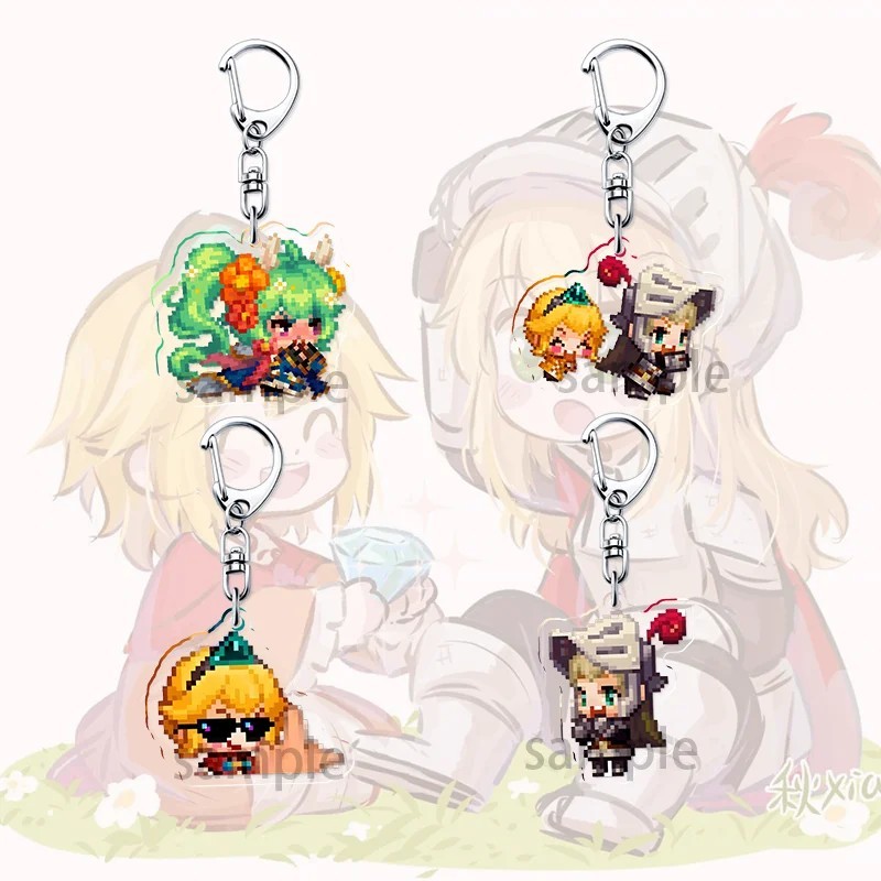 Móc khóa Guardian Tales acrylic mica in hình nhân vật game pixel art Knight Princess cute trang trí 