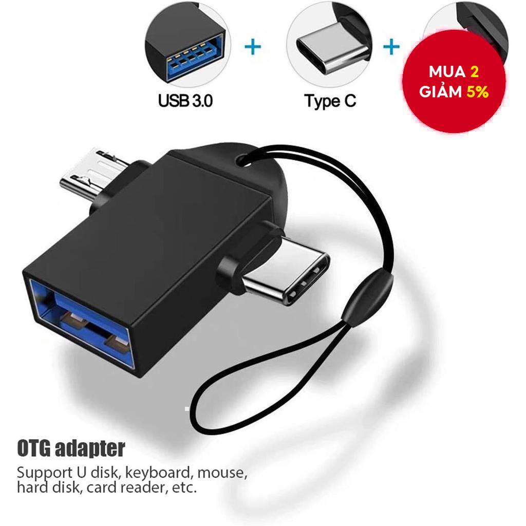 Bộ chuyển đổi USB sang Type C OTG Hub 2 trong 1 truyền dữ liệu và sạc cho máy tính xách tay PC