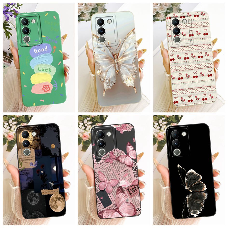 Dành Cho Vivo V29e Ốp Lưng V2317 Thời Trang Bướm Mềm Kẹo Silicon Mờ Dành Cho Vivo Y200 V2307 Y 200 V