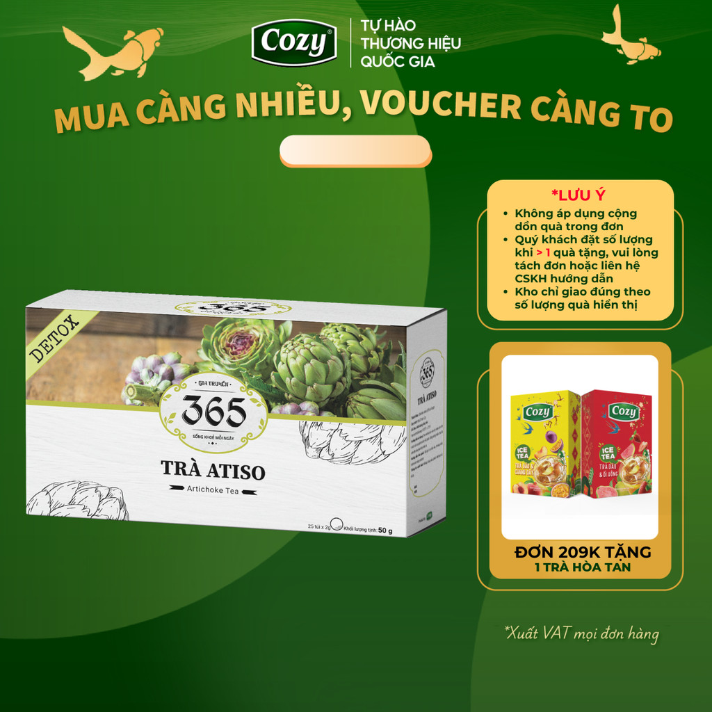 Trà Atiso Túi Lọc - Trà Thảo Mộc 365 Thanh Nhiệt Mát Gan, Hỗ Trợ Giải Độc