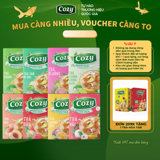 Trà Cozy Trà Đen Hòa Tan Các Vị Trái Cây Trà Đào, Gừng, Chanh, Vải, Dâu, Ổi hồng, Chanh dây, Sâm Bí Đao