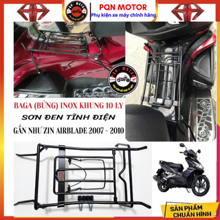 [AB 2007- 2010] Baga Giữa Inox Khung 10 ly, Baga Sơn Đen, Xi Màu Titan; Ốp Pô Cho AirBlade 2007-2010