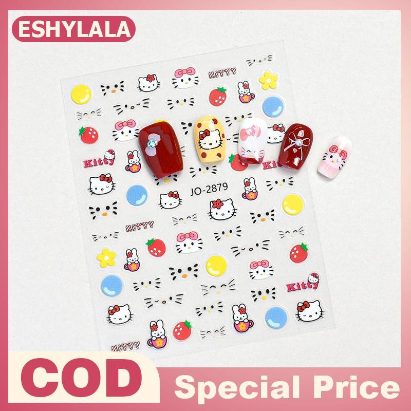 [Bea-t] Hello Kitty Nail Stiers Kawaii Sanrio Hoạt Hình Emojis Nơ Thiết Kế Anime Đề Can Trượt Móng T