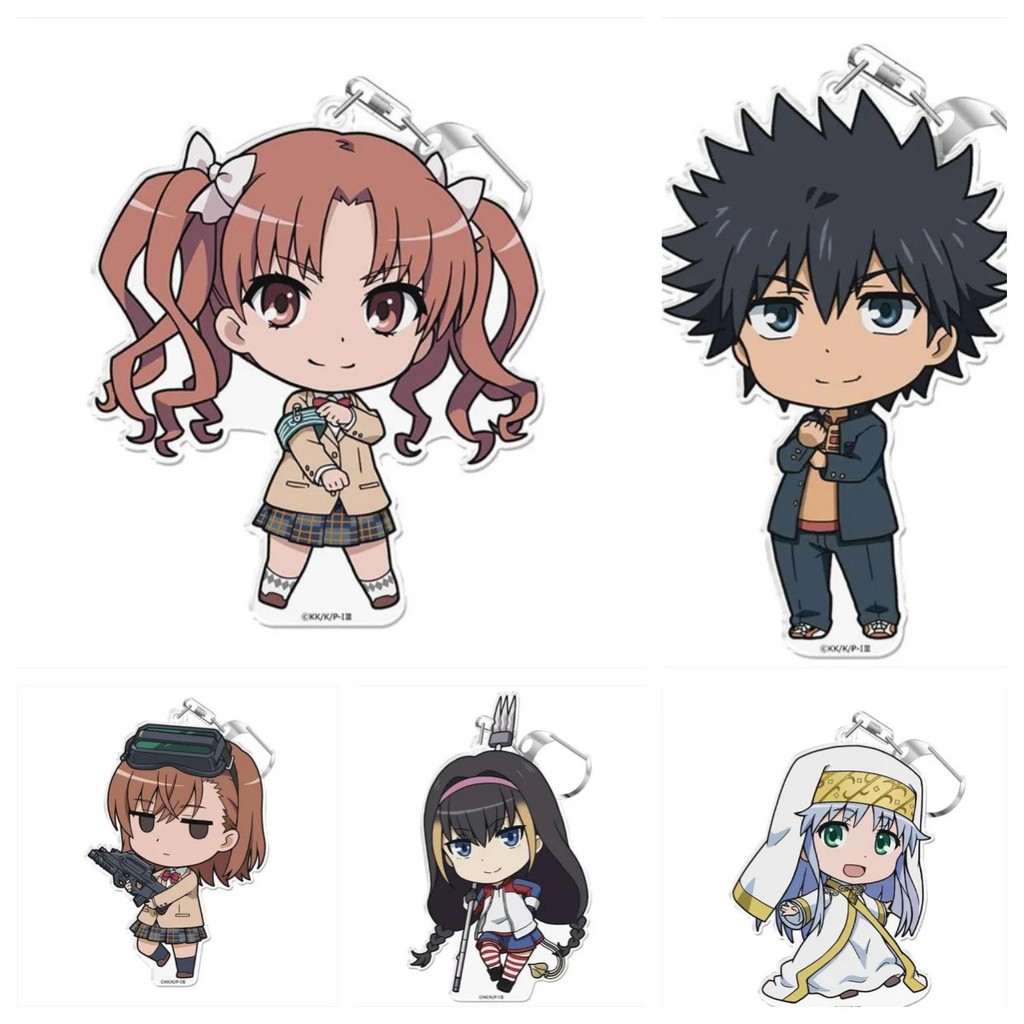 Móc khóa Anime Toaru Majutsu no Index acrylic chibi Misaka Mikoto Touma Index mô hình mica trang trí