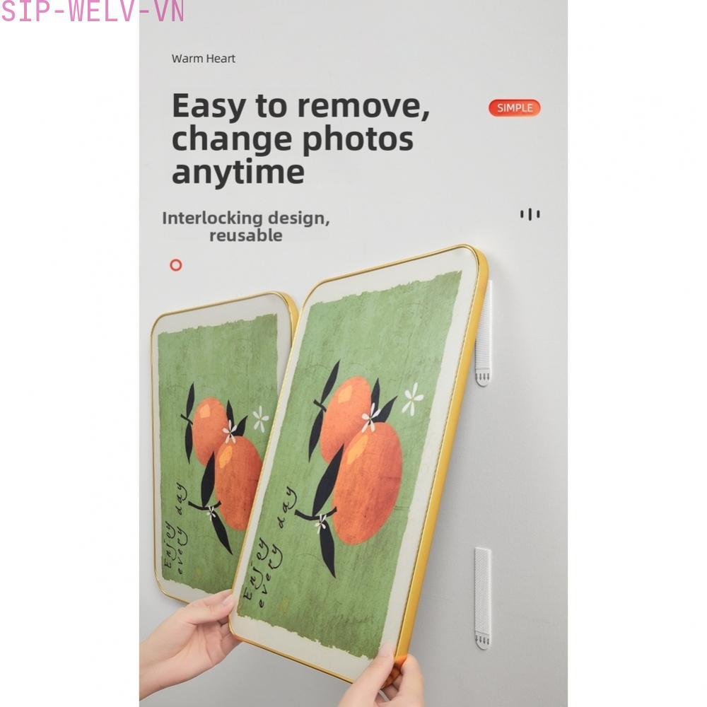 {WELV}No Drill Picture Hanging Hooks Mounting Strips for Frames Wall Mount No Trace