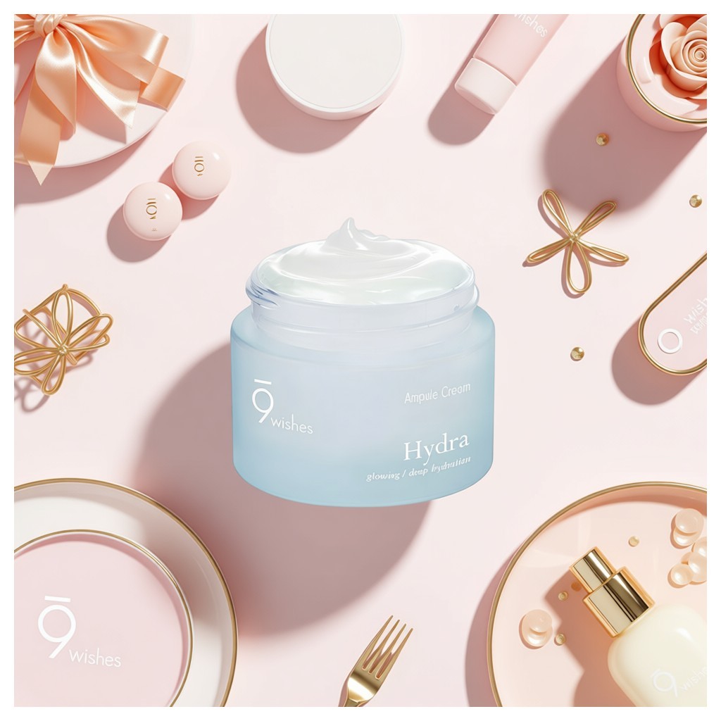 [9wishes] Kem dưỡng ẩm 9Wishes Hydra Ampoule, 50 ml, 1 cái / Kem dưỡng ẩm Hàn Quốc / Dewy Finish / 1