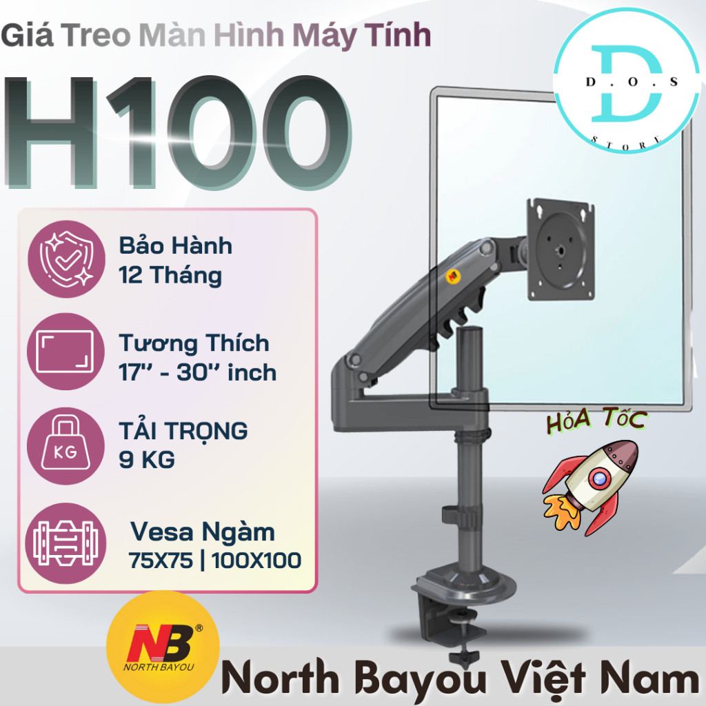 Giá Treo Màn Hình North Bayou NB-H100 (17-35 Inch) - Tay Nâng Monitor Arm Xoay 360 Độ Tải Trọng 12kg