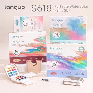 Bộ sơn màu nước Mini 16 màu trơn Bộ nghệ thuật đa năng di động dành cho người mới bắt đầu Phác thảo du lịch