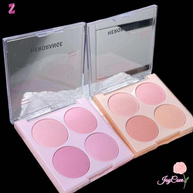 [ZTO-T] HERORANGE Bộ trang điểm mặt phấn má hồng 4 màu Hỗn hợp màu sắc ấm áp Matte Cheek Powder Faci