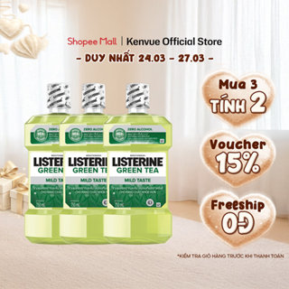 [MUA 3 TÍNH TIỀN 2] Combo 3 Nước Súc Miệng Ngừa Sâu Răng Vị Trà Xanh Không Cay Listerine Green Tea Zero 750mlx3
