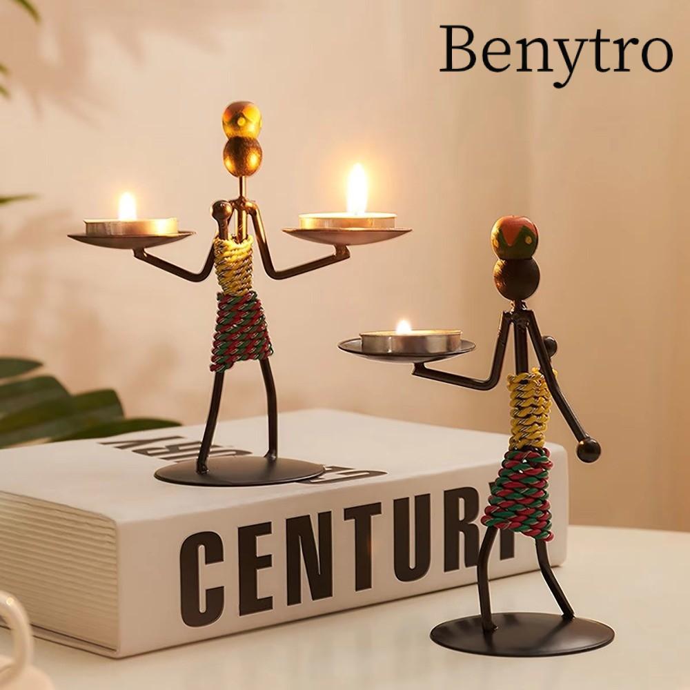 Benytro BENYTRO 1 Chân Nến, Đạo Cụ Knick-knack Handmade Sắt Chân Nến, Kim Loại Vintage Lãng Mạn Đèn 