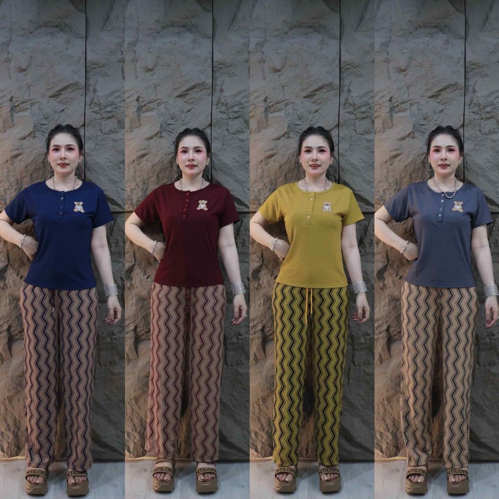 D808 Set Bộ Thiết Kế Thể Thao Phối Thêu Ống Suông