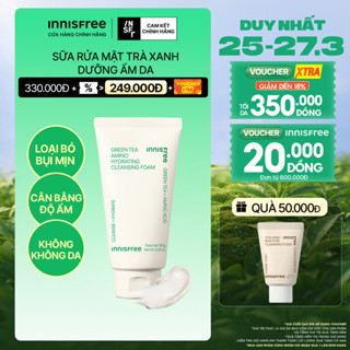 Sữa rửa mặt trà xanh sạch sâu ẩm mịn INNISFREE Green Tea Amino Cleansing Foam 150g