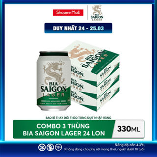 Nồng Độ Cồn 4.3% - Combo 3 Thùng 24 Lon Bia Saigon Lager 330ml