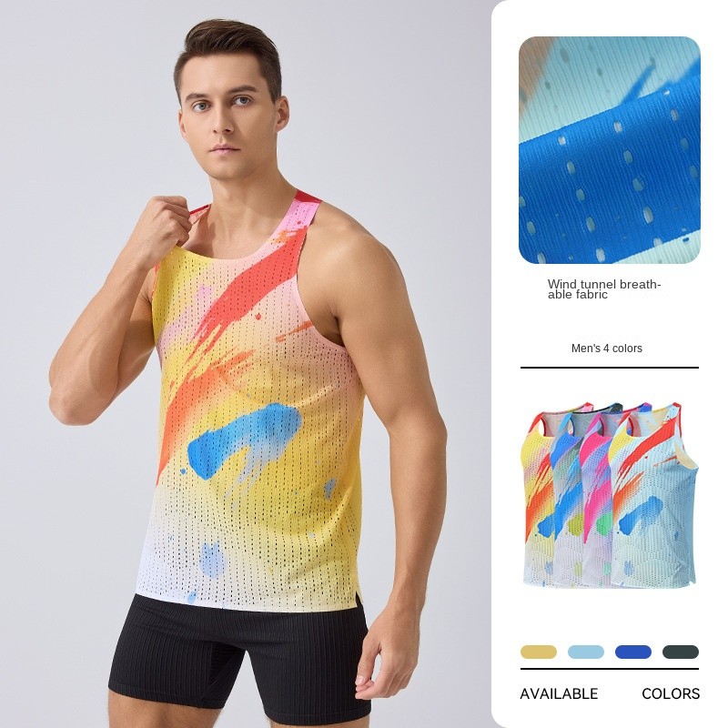 Marathon Traceless Vest Quick-Drying Running Vest Summer Workout Lightweight Breathable T-shirt Men'