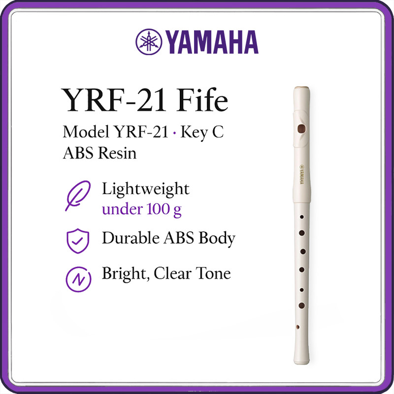 Yamaha YRF-21 ABS Plastic Fife – Key of C Lightweight Beginner Flute/Recorder | Durable Ivory ABS Re