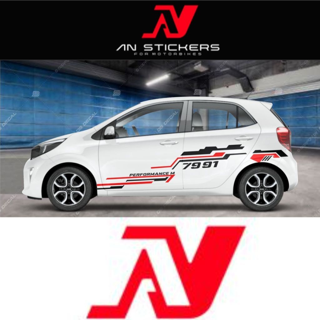 Tem dán xe ô tô Kia Morning 2 bên sườn xe